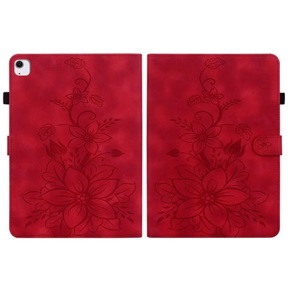 For iPad Air 13 2024 Lily Embossed Leather Smart Tablet Case(Red) - iPad Air 13 2024 Cases by buy2fix | Online Shopping UK | buy2fix