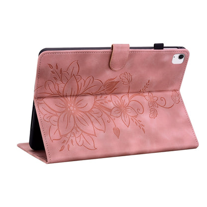 For iPad Air 11 2024 Lily Embossed Leather Smart Tablet Case(Pink) - iPad Air 11 2024 Cases by buy2fix | Online Shopping UK | buy2fix