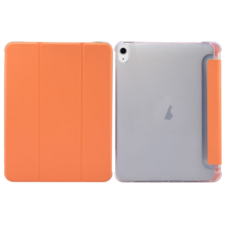 For iPad Air 11 2024 3-folding Electric Pressed Skin Texture Leather Tablet Case(Orange) - iPad Air 11 2024 Cases by buy2fix | Online Shopping UK | buy2fix