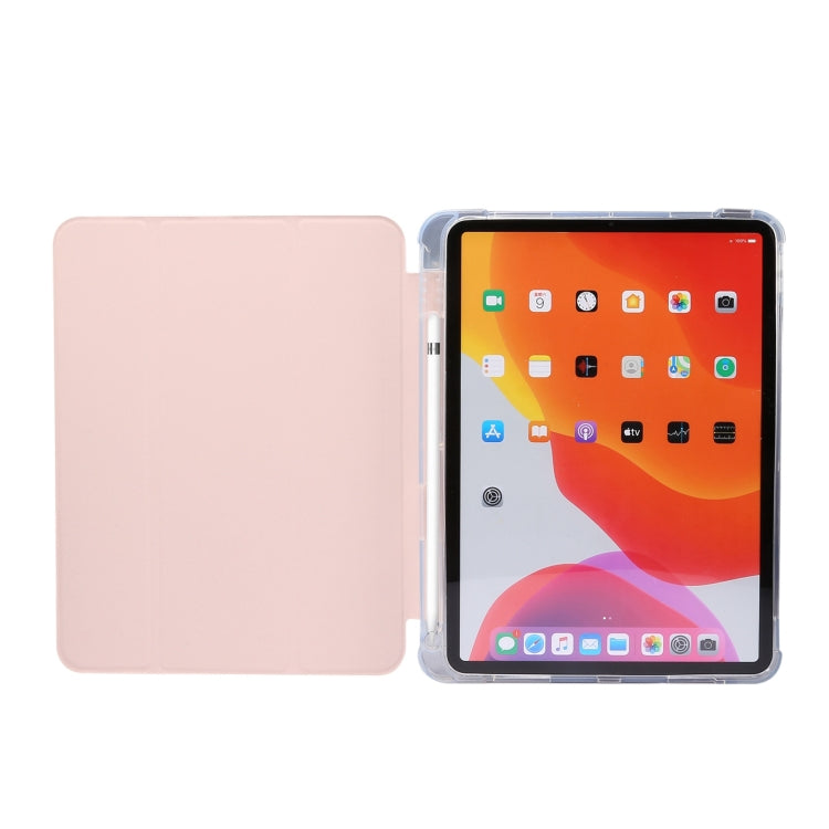 For iPad Air 11 2024 3-folding Electric Pressed Skin Texture Leather Tablet Case(Light Pink) - iPad Air 11 2024 Cases by buy2fix | Online Shopping UK | buy2fix