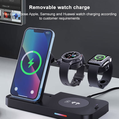 For Huawei Watch Series 3 in 1 15W Fold Wireless Charger Stand(Black) - Multifunction Charger by buy2fix | Online Shopping UK | buy2fix