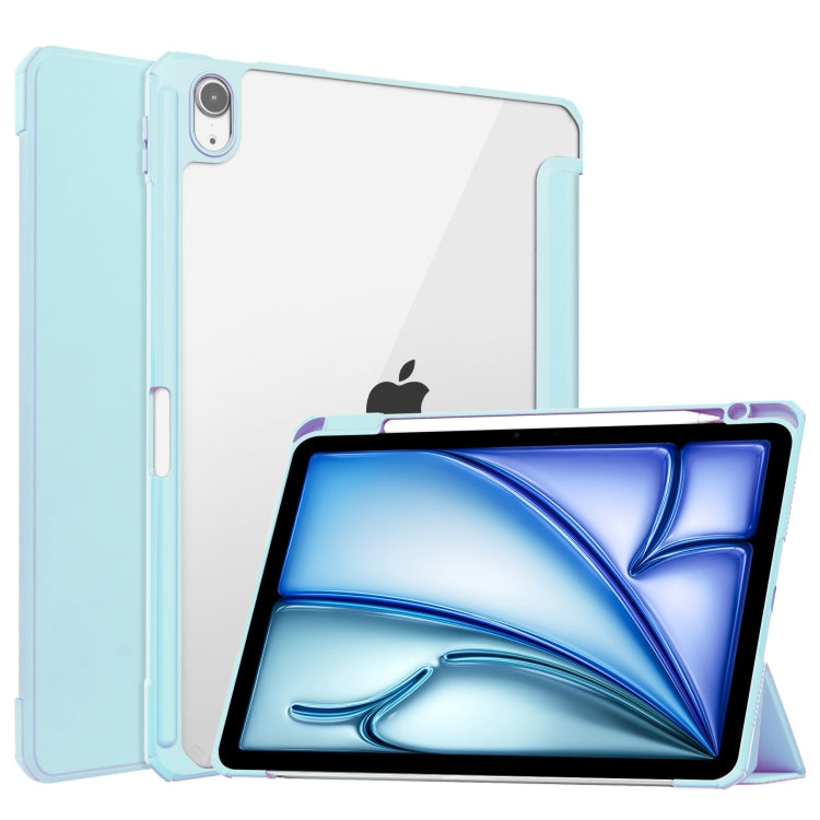 For iPad Air 11 2024 Pure Color 3-fold Clear TPU Smart Leather Tablet Case(Sky Blue) - iPad Air 11 2024 Cases by buy2fix | Online Shopping UK | buy2fix