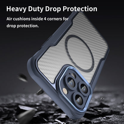 For iPhone 15 Pro Max Carbon Fiber Texture MagSafe Translucent Phone Case(Blue) - iPhone 15 Pro Max Cases by buy2fix | Online Shopping UK | buy2fix