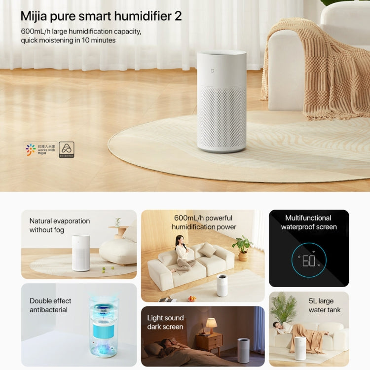 Xiaomi Mijia Pure Smart Fog-Free Humidifier 2, Specification:US Plug(White) - Air Purifiers & Accessories by Xiaomi | Online Shopping UK | buy2fix