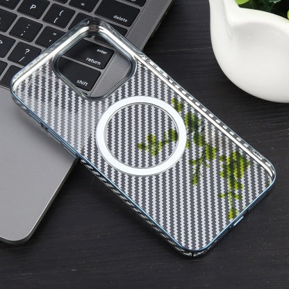 For iPhone 12 6D Plated Carbon Fiber Clear Magsafe PC Phone Case(Dream Blue) - iPhone 12 / 12 Pro Cases by buy2fix | Online Shopping UK | buy2fix