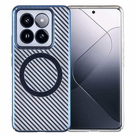 For Xiaomi 14 6D Plated Carbon Fiber Clear Magsafe PC Phone Case(Dream Blue) - 14 Cases by buy2fix | Online Shopping UK | buy2fix