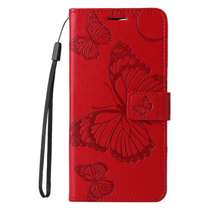 For iPhone 16 Plus 3D Butterfly Embossed Pattern Flip Leather Phone Case(Red) - iPhone 16 Plus Cases by buy2fix | Online Shopping UK | buy2fix