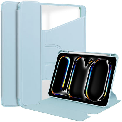 For iPad Pro 13 2024 Transparent Rotation Smart Leather Tablet Case(Sky Blue) - iPad Pro 13 2024 Cases by buy2fix | Online Shopping UK | buy2fix