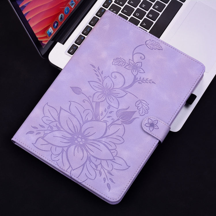 For Lenovo Tab M11/Xiaoxin Pad 11 2024 Lily Embossed Leather Tablet Case(Purple) - Lenovo by buy2fix | Online Shopping UK | buy2fix