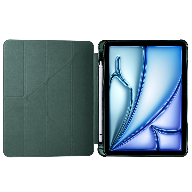 For iPad Air 11 2024 Multi-folding TPU Leather Smart Tablet Case with Pen Slot(Pine Green) - iPad Air 11 2024 Cases by buy2fix | Online Shopping UK | buy2fix