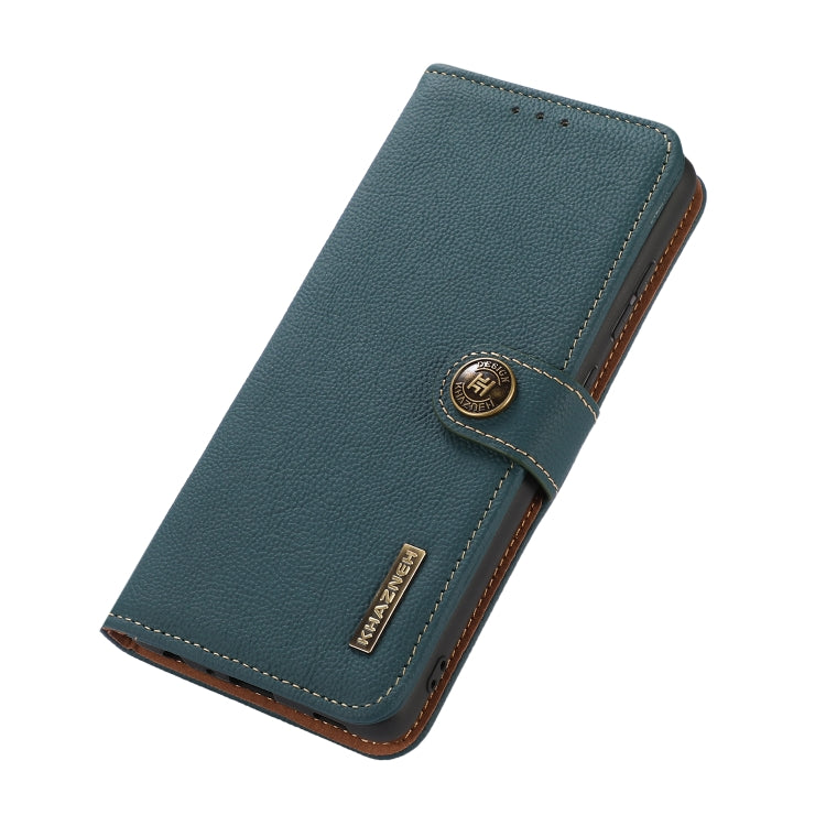 For iPhone 16 Pro Max KHAZNEH Custer Genuine Leather RFID Phone Case(Green) - iPhone 16 Pro Max Cases by buy2fix | Online Shopping UK | buy2fix