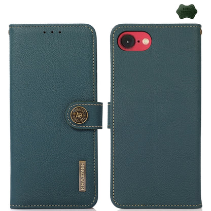 For iPhone SE 2024 KHAZNEH Custer Genuine Leather RFID Phone Case(Green) - More iPhone Cases by buy2fix | Online Shopping UK | buy2fix