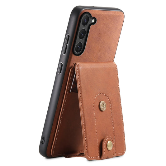 For Samsung Galaxy S23 5G Denior D14 NK Retro Pattern MagSafe Magnetic Card Holder Leather Phone Case(Brown) - Galaxy S23 5G Cases by Denior | Online Shopping UK | buy2fix