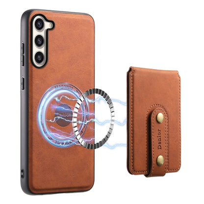 For Samsung Galaxy S23+ 5G Denior D14 NK Retro Pattern MagSafe Magnetic Card Holder Leather Phone Case(Brown) - Galaxy S23+ 5G Cases by Denior | Online Shopping UK | buy2fix