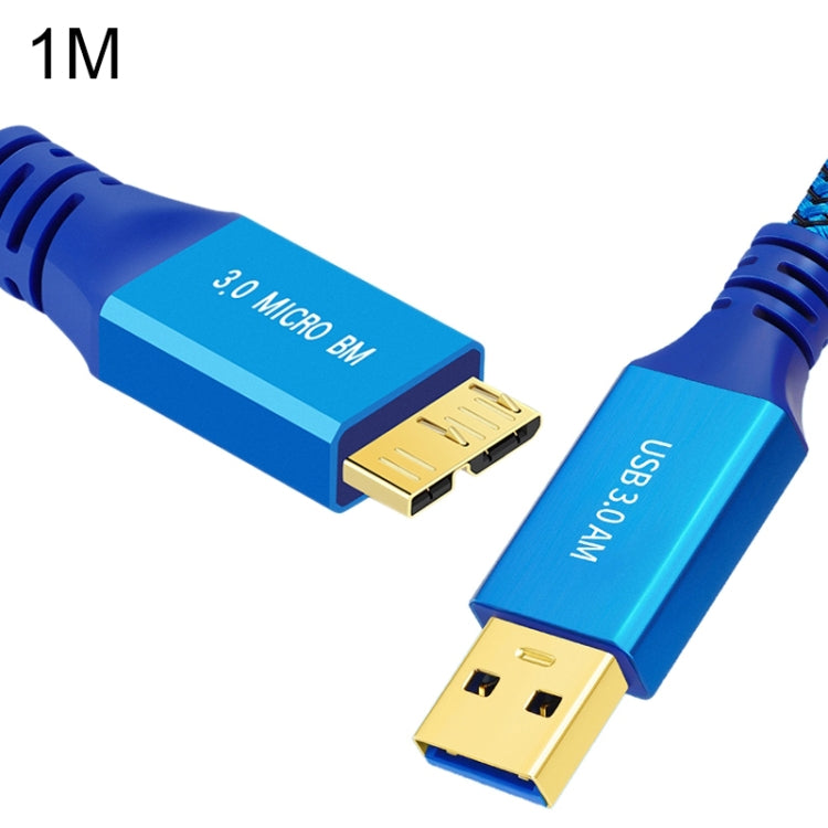USB 3.0 Male To Micro USB 3.0 Male Braided Cable, Length:1m(Blue) - USB 3.0 by buy2fix | Online Shopping UK | buy2fix