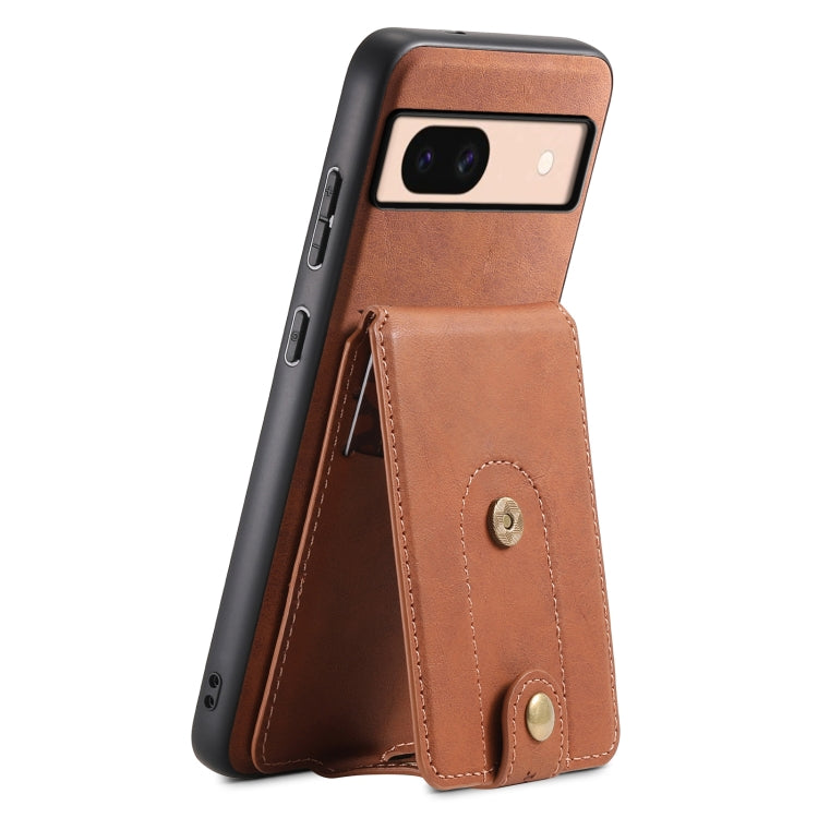 For Google Pixel 8a Denior D14 NK Retro Pattern MagSafe Magnetic Card Holder Leather Phone Case(Brown) - Google Cases by Denior | Online Shopping UK | buy2fix