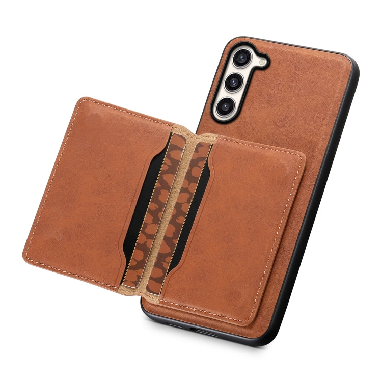 For Samsung Galaxy S23+ 5G Denior D13 Retro Texture Leather MagSafe Card Bag Phone Case(Brown) - Galaxy S23+ 5G Cases by Denior | Online Shopping UK | buy2fix