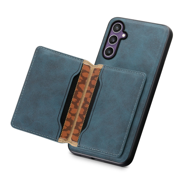 For Samsung Galaxy S23 FE 5G Denior D13 Retro Texture Leather MagSafe Card Bag Phone Case(Blue) - Galaxy S23 FE 5G Cases by Denior | Online Shopping UK | buy2fix