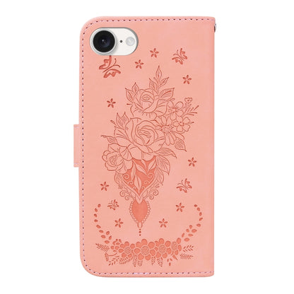 For iPhone SE 2024 Butterfly Rose Embossed Leather Phone Case(Pink) - More iPhone Cases by buy2fix | Online Shopping UK | buy2fix