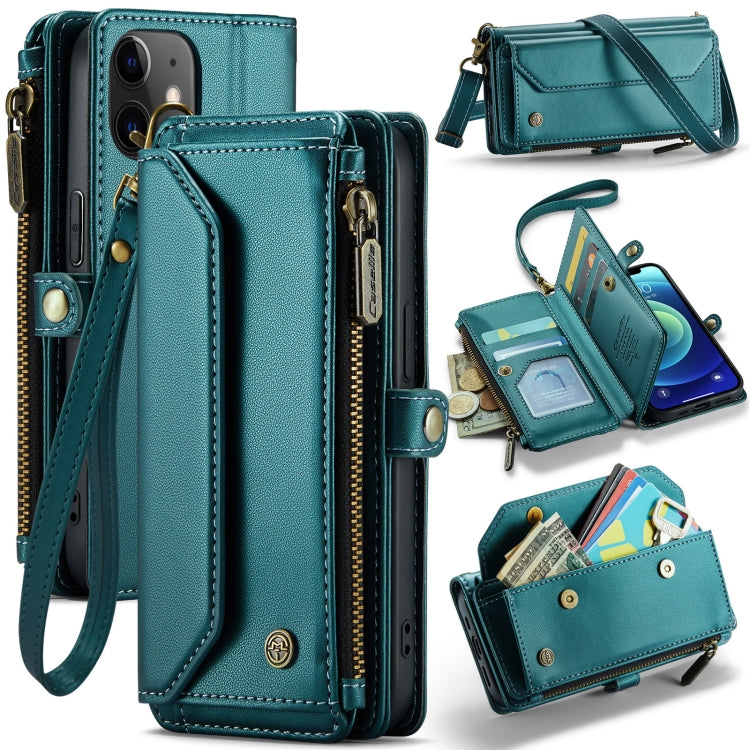 For iPhone 12 mini CaseMe C36 Card Slots Zipper Wallet RFID Anti-theft Leather Phone Case(Blue-green) - iPhone 12 mini Cases by CaseMe | Online Shopping UK | buy2fix