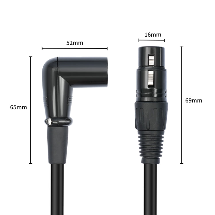 XK042L XLR 3pin Straight Female to Elbow Male Audio Cable, Length:3m(Black) - Microphone Audio Cable & Connector by buy2fix | Online Shopping UK | buy2fix