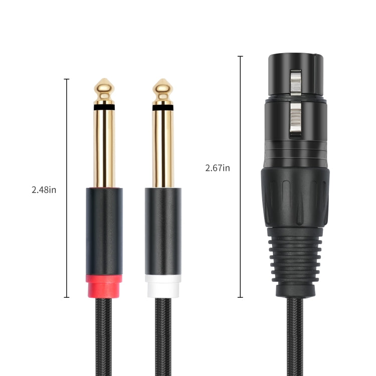 2020Y63 XLR Female to Dual 6.35mm 1/4 TRS Male Y-type Audio Cable, Length:2m(Black) - Microphone Audio Cable & Connector by buy2fix | Online Shopping UK | buy2fix