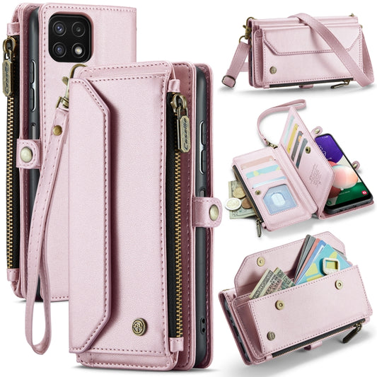 For Samsung Galaxy A22 5G CaseMe C36 Card Slots Zipper Wallet RFID Anti-theft Leather Phone Case(Pink) - Galaxy Phone Cases by CaseMe | Online Shopping UK | buy2fix