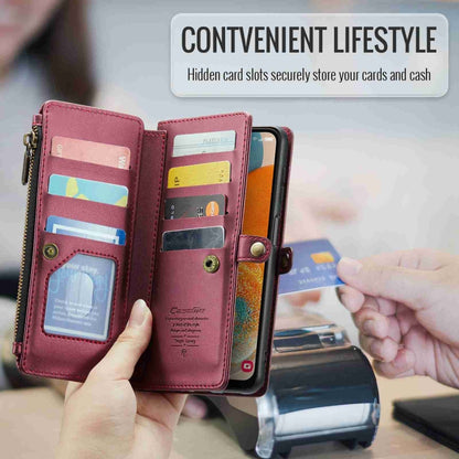 For Samsung Galaxy A23 CaseMe C36 Card Slots Zipper Wallet RFID Anti-theft Leather Phone Case(Wine Red) - Galaxy Phone Cases by CaseMe | Online Shopping UK | buy2fix