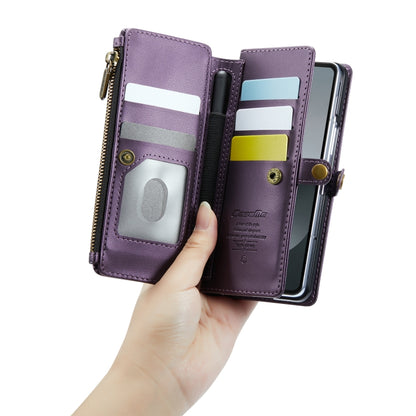 For Samsung Galaxy Z Fold6 5G CaseMe C36 Card Slots Zipper Wallet RFID Anti-theft Leather Phone Case(Purple) - Galaxy Z Fold6 5G Cases by CaseMe | Online Shopping UK | buy2fix