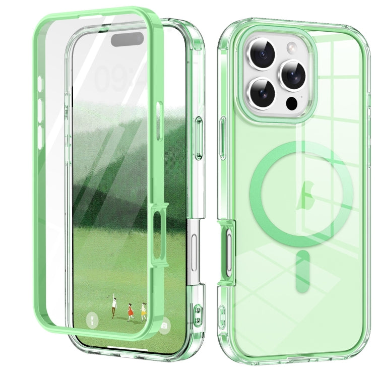 For iPhone 16 Pro Colorful MagSafe Magnetic PC Hybrid TPU Phone Case(Green) - iPhone 16 Pro Cases by buy2fix | Online Shopping UK | buy2fix