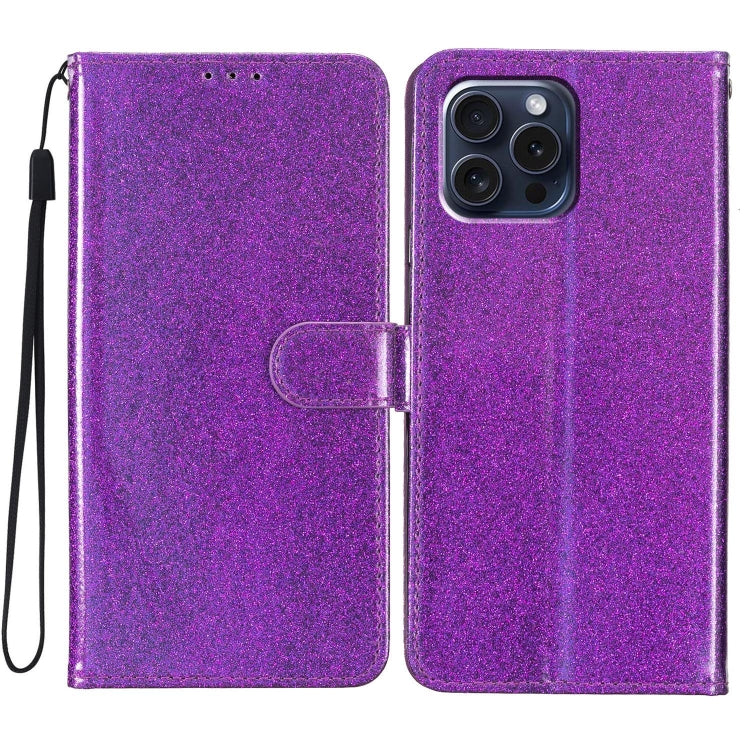 For iPhone 16 Pro Glitter Powder Flip Leather Phone Case(Purple) - iPhone 16 Pro Cases by buy2fix | Online Shopping UK | buy2fix