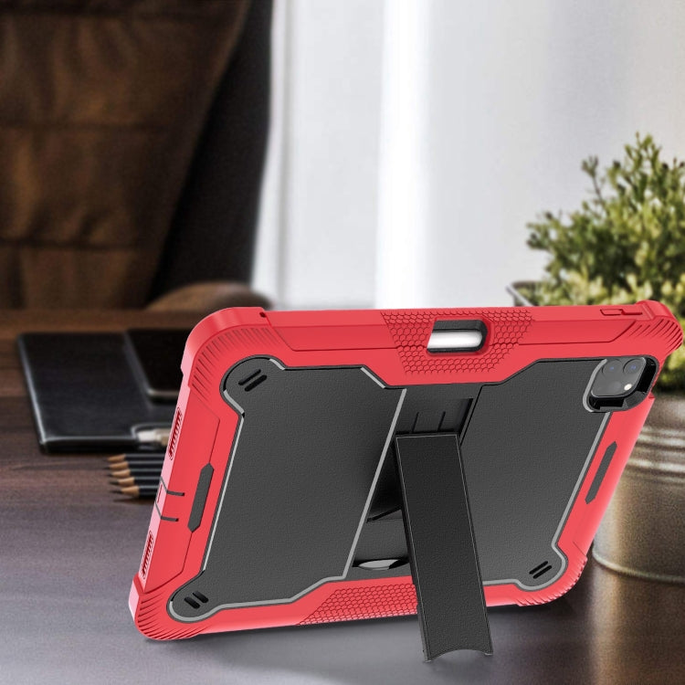 For iPad Pro 11 2024 Shockproof Silicone Hybrid PC Tablet Case with Holder(Black + Red) - iPad Pro 11 2024 Cases by buy2fix | Online Shopping UK | buy2fix