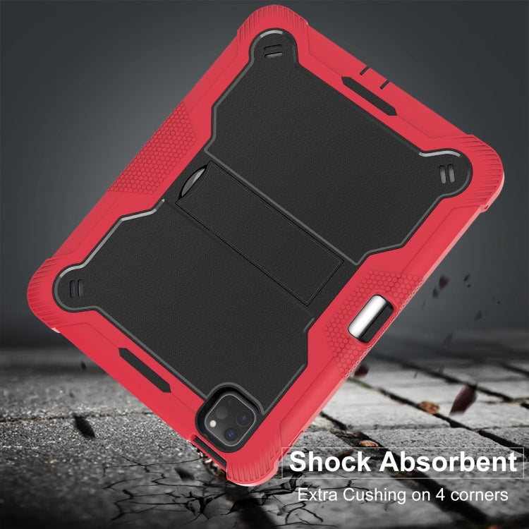 For iPad Pro 11 2024 Shockproof Silicone Hybrid PC Tablet Case with Holder(Black + Red) - iPad Pro 11 2024 Cases by buy2fix | Online Shopping UK | buy2fix