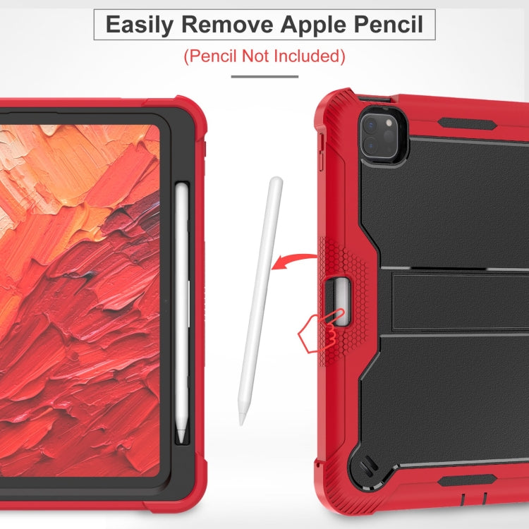 For iPad Pro 11 2024 Shockproof Silicone Hybrid PC Tablet Case with Holder(Black + Red) - iPad Pro 11 2024 Cases by buy2fix | Online Shopping UK | buy2fix