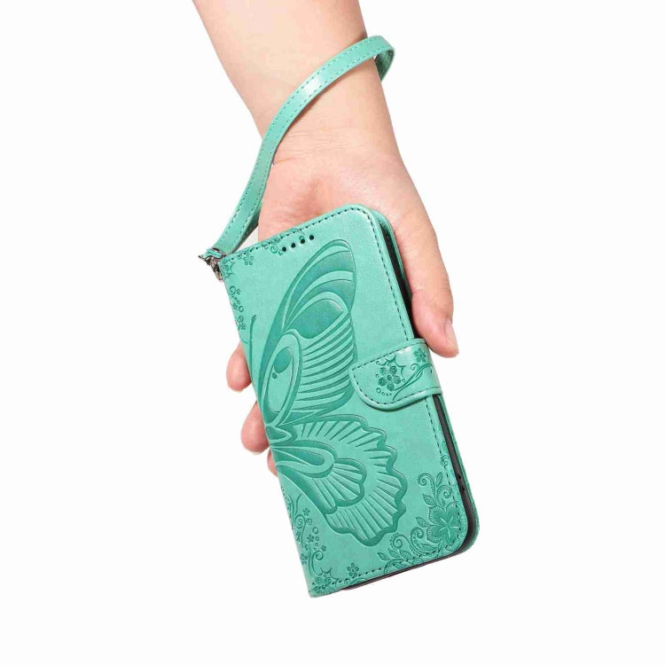 For Sony Xperia 10 VI 2024 Swallowtail Butterfly Embossed Leather Phone Case(Green) - Sony Cases by buy2fix | Online Shopping UK | buy2fix