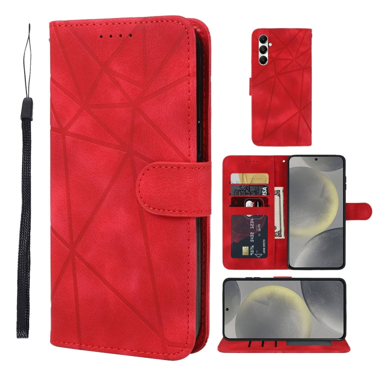 For Samsung Galaxy S24 / S25 5G Skin Feel Geometric Lines Leather Phone Case(Red) - Galaxy S24 5G Cases by buy2fix | Online Shopping UK | buy2fix