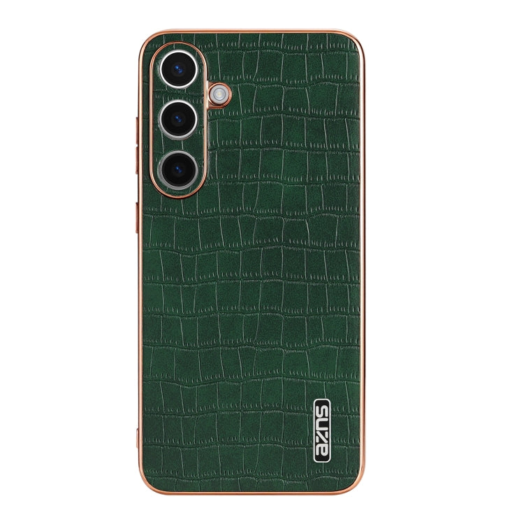 For Samsung Galaxy S24+ 5G AZNS Electroplated Frame Crocodile Texture Full Coverage Phone Case(Green) - Galaxy S22+ 5G Cases by AZNS | Online Shopping UK | buy2fix