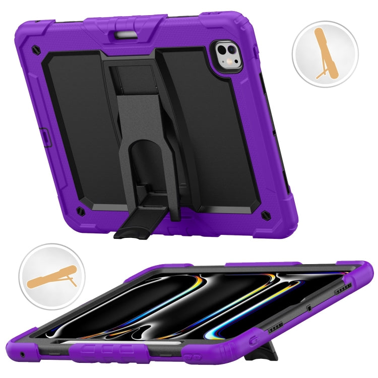 For iPad Pro 13 2024 Silicone Hydric PC Tablet Case with Shoulder Strap & Holder(Purple) - iPad Pro 13 2024 Cases by buy2fix | Online Shopping UK | buy2fix