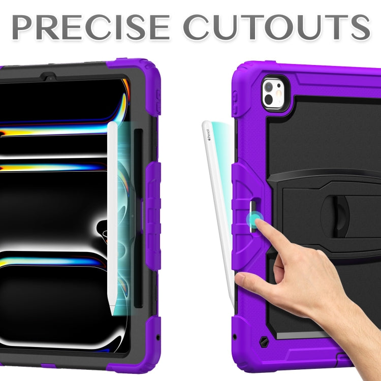 For iPad Pro 13 2024 Silicone Hydric PC Tablet Case with Shoulder Strap & Holder(Purple) - iPad Pro 13 2024 Cases by buy2fix | Online Shopping UK | buy2fix