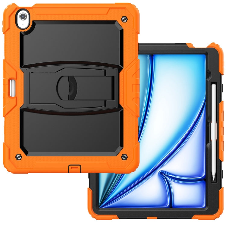 For iPad Air 13 2024 Silicone Hydric PC Tablet Case with Shoulder Strap & Holder(Orange) - iPad Air 13 2024 Cases by buy2fix | Online Shopping UK | buy2fix