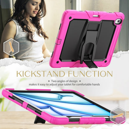 For iPad Air 13 2024 Silicone Hydric PC Tablet Case with Shoulder Strap & Holder(Rose Red) - iPad Air 13 2024 Cases by buy2fix | Online Shopping UK | buy2fix