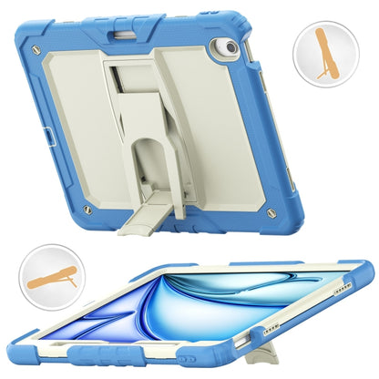 For iPad Air 13 2024 Silicone Hydric PC Tablet Case with Shoulder Strap & Holder(Beige Cyan-blue) - iPad Air 13 2024 Cases by buy2fix | Online Shopping UK | buy2fix