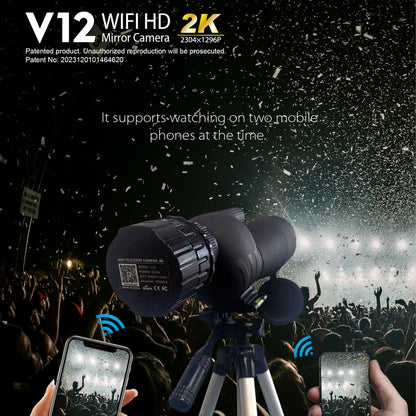 V12 2K WiFi HD Telescope Eyepiece Outdoor Portable Mirror Camera(White) - Accessories by buy2fix | Online Shopping UK | buy2fix