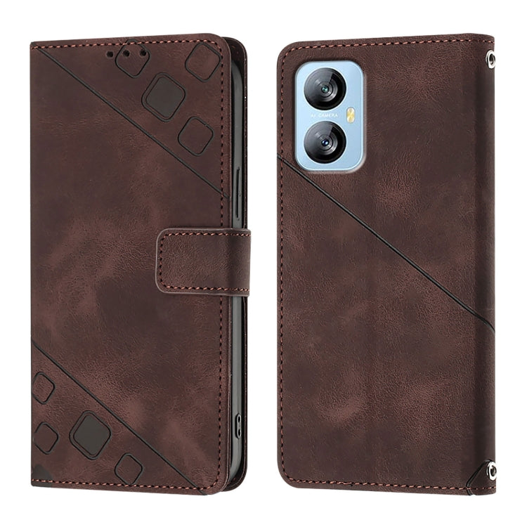 For Blackview A52 Skin Feel Embossed Leather Phone Case(Brown) - More Brand by buy2fix | Online Shopping UK | buy2fix