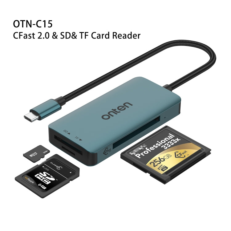 Onten C15 3 in 1 USB-C / Type-C to CFast 2.0 & SD & TF Card Reader(Pine Green) - Card Reader by Onten | Online Shopping UK | buy2fix