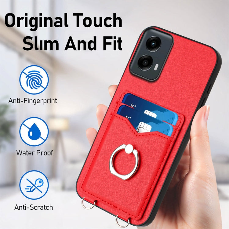 For Motorola Moto G 5G 2024 R20 Ring Card Holder Phone Case(Red) - Motorola Cases by buy2fix | Online Shopping UK | buy2fix