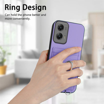 For Motorola Moto G Stylus 5G 2024 R20 Ring Card Holder Phone Case(Purple) - Motorola Cases by buy2fix | Online Shopping UK | buy2fix