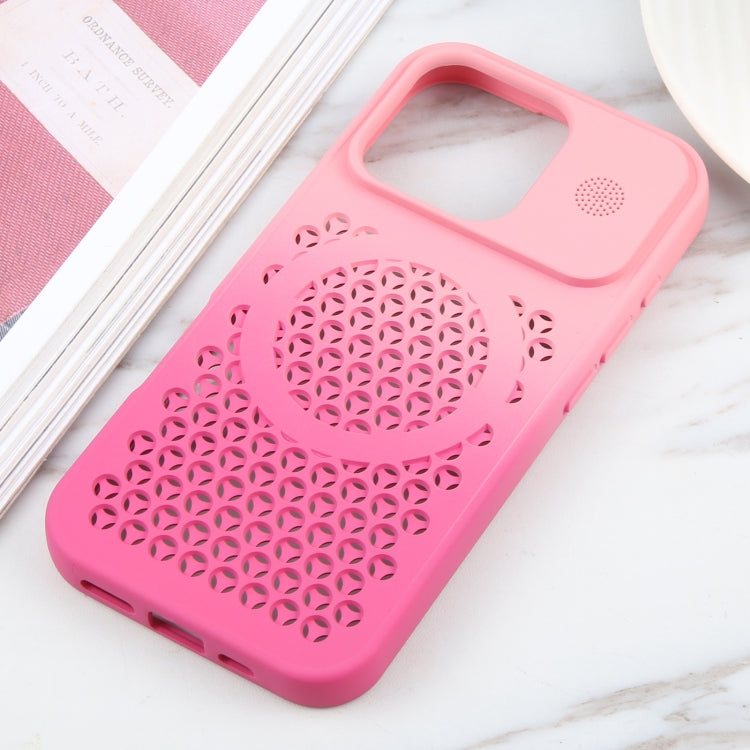 For iPhone 16 Pro Gradient Color Honeycomb Aromatherapy MagSafe Phone Case(Pink+Rose Red) - iPhone 16 Pro Cases by buy2fix | Online Shopping UK | buy2fix