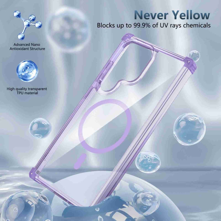 For Samsung Galaxy S24 5G Transparent MagSafe Magnetic Phone Case(Purple) - Galaxy S24 5G Cases by buy2fix | Online Shopping UK | buy2fix