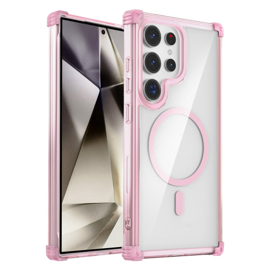 For Samsung Galaxy S24 Ultra 5G Transparent MagSafe Magnetic Phone Case(Pink) - Galaxy S24 Ultra 5G Cases by buy2fix | Online Shopping UK | buy2fix